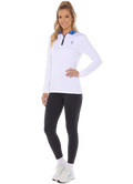 Camiseta deportiva Monterey con cierre 1/4 – Blanca para mujer - Moda Élite