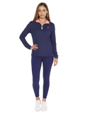 Camiseta deportiva Monterey con cierre 1/4 – Azul marino para mujer - Moda Élite