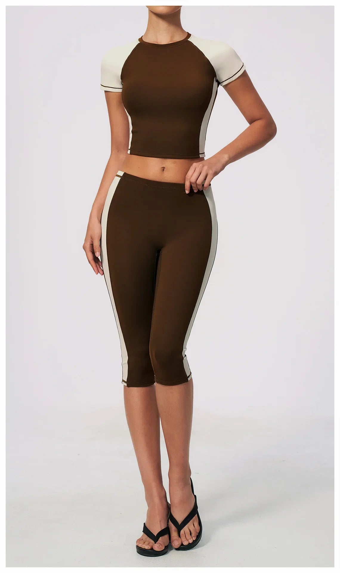 Color-Block Tee &amp; Capri Workout Set