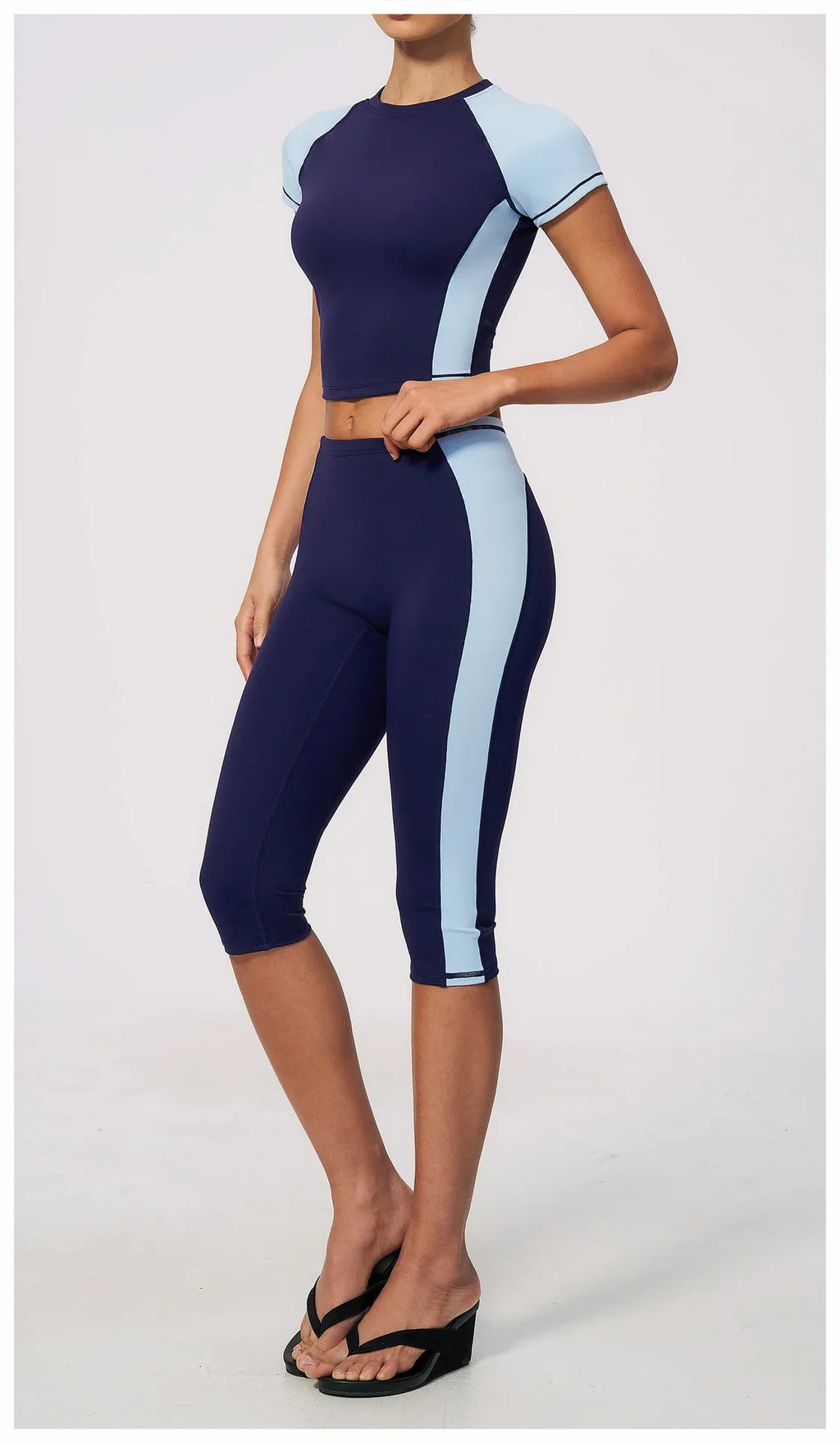Color-Block Tee &amp; Capri Workout Set