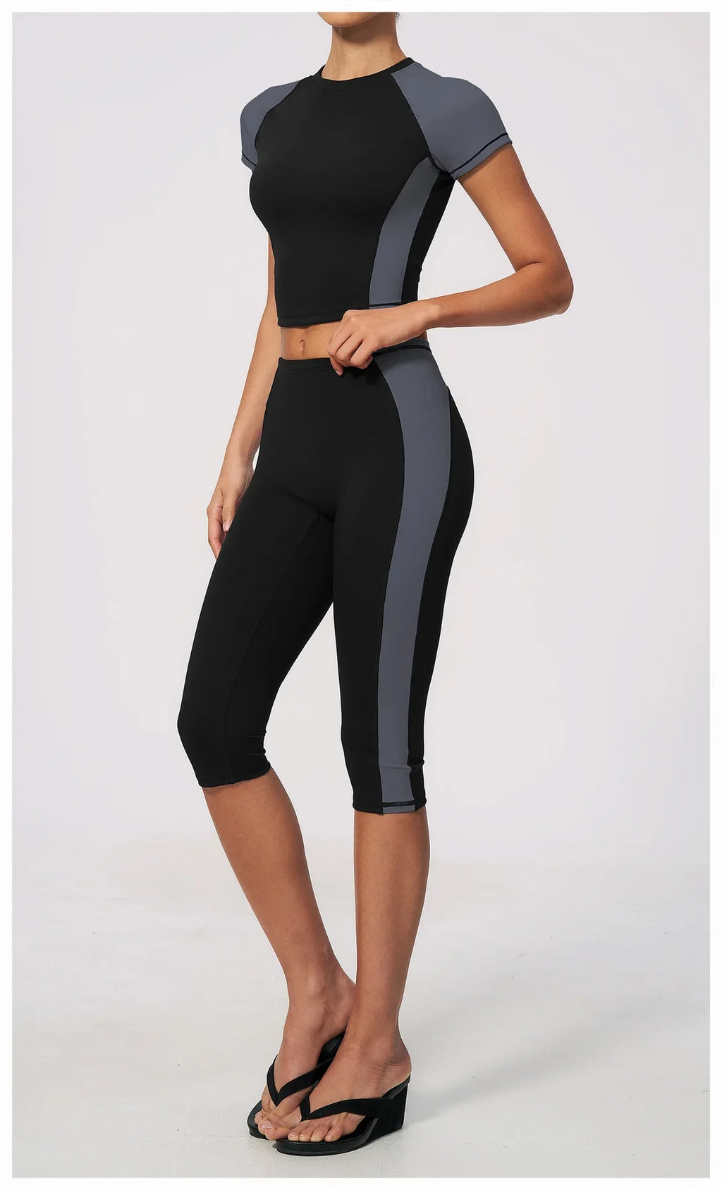 Color-Block Tee &amp; Capri Workout Set
