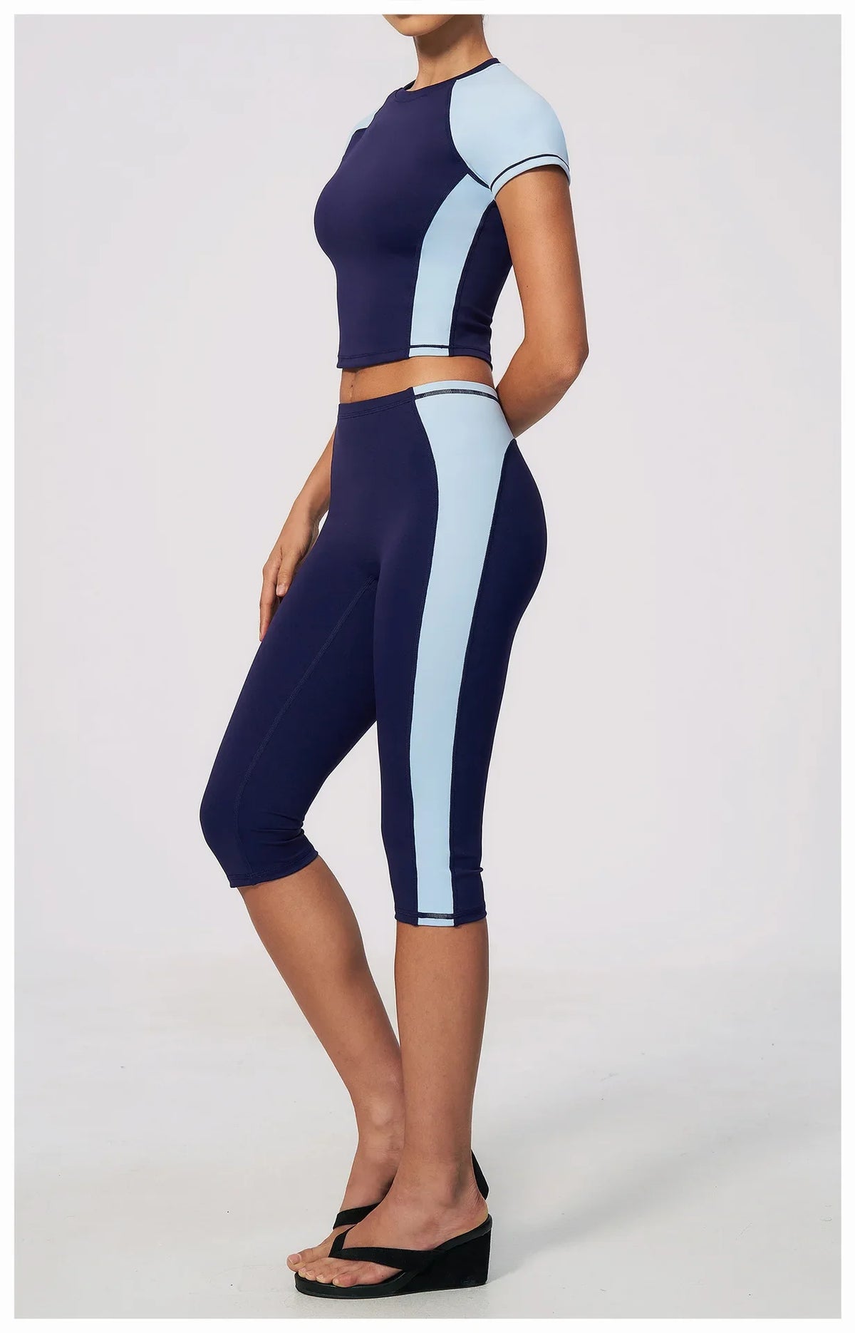 Color-Block Tee &amp; Capri Workout Set