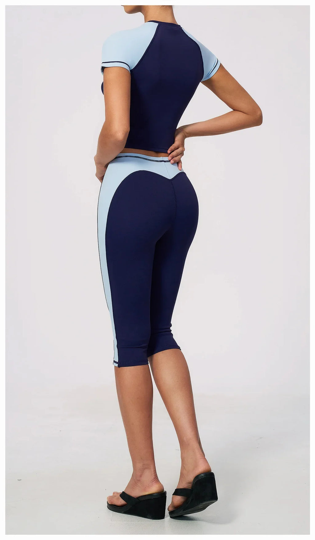 Color-Block Tee &amp; Capri Workout Set