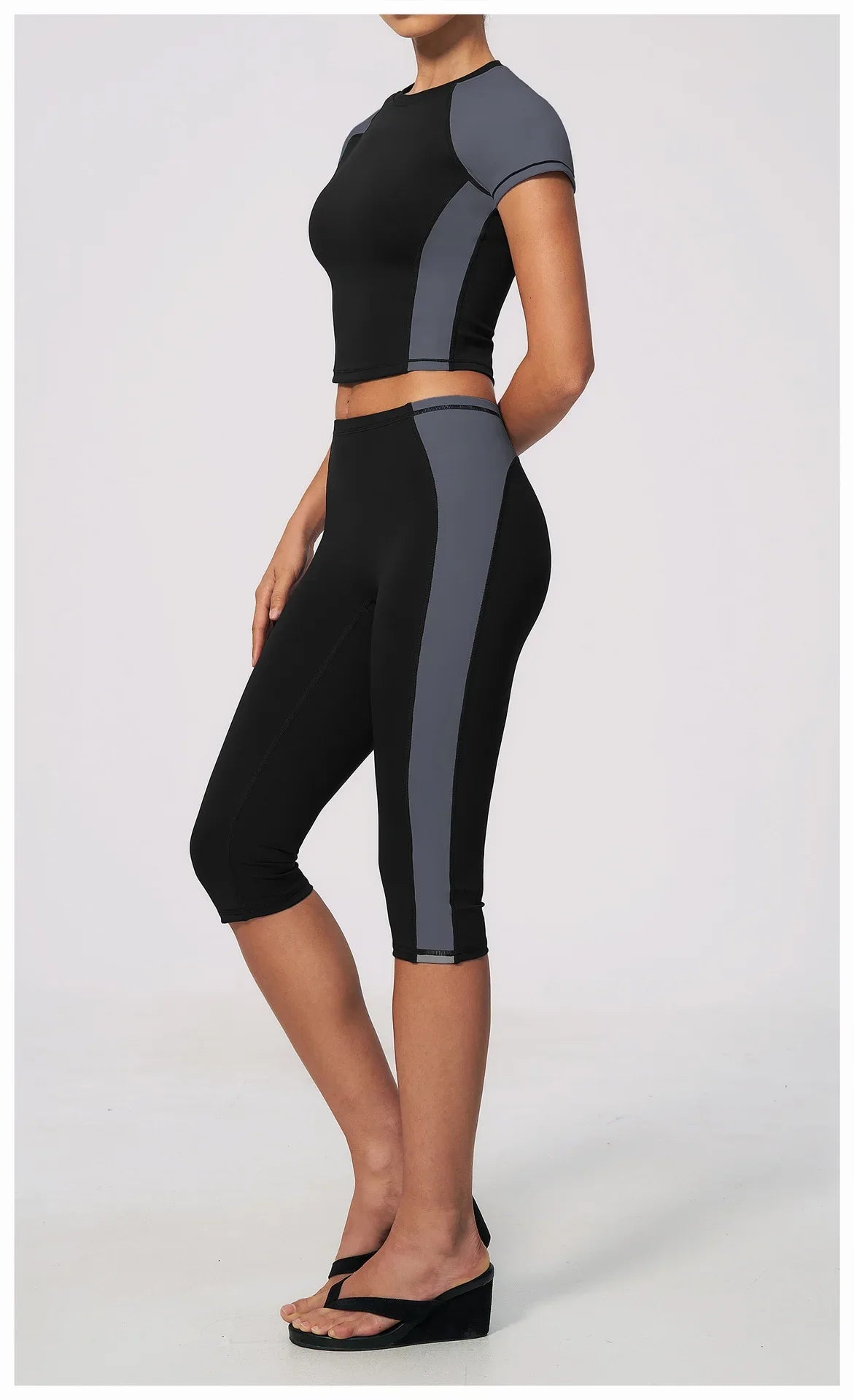 Color-Block Tee &amp; Capri Workout Set
