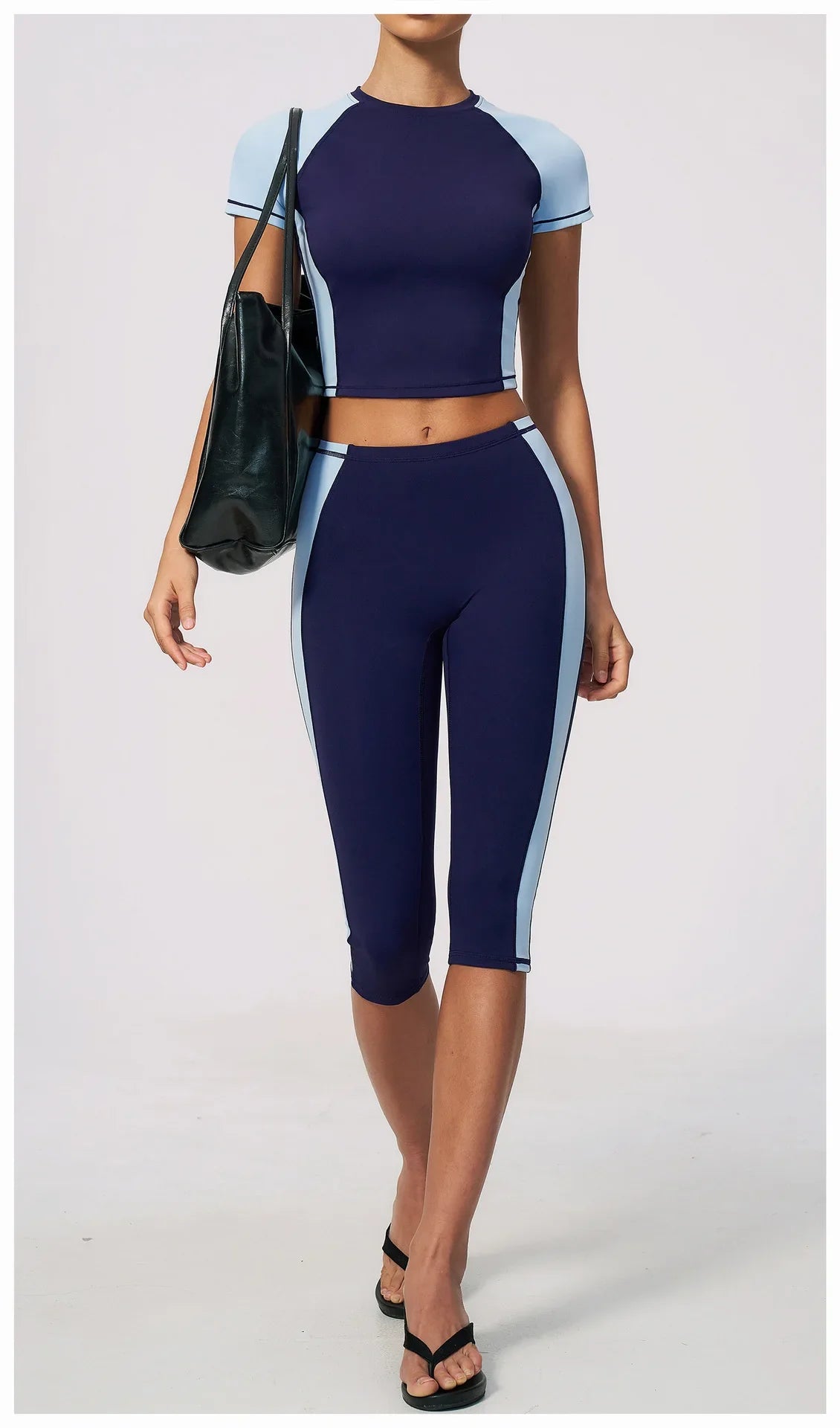 Color-Block Tee &amp; Capri Workout Set