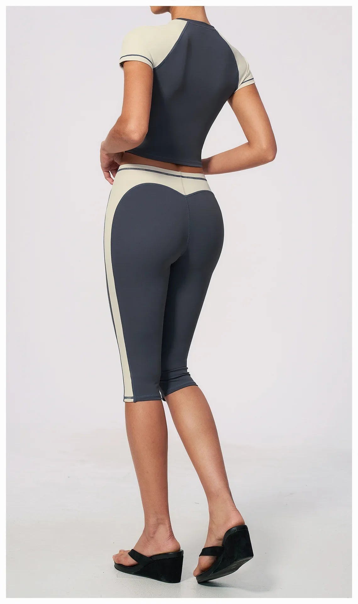 Color-Block Tee &amp; Capri Workout Set