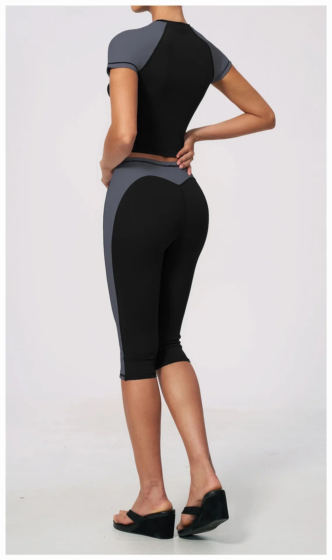 Color-Block Tee &amp; Capri Workout Set