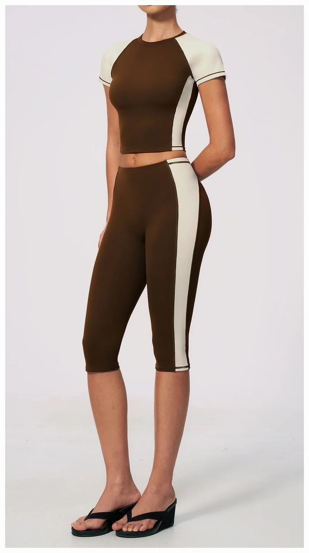 Color-Block Tee &amp; Capri Workout Set