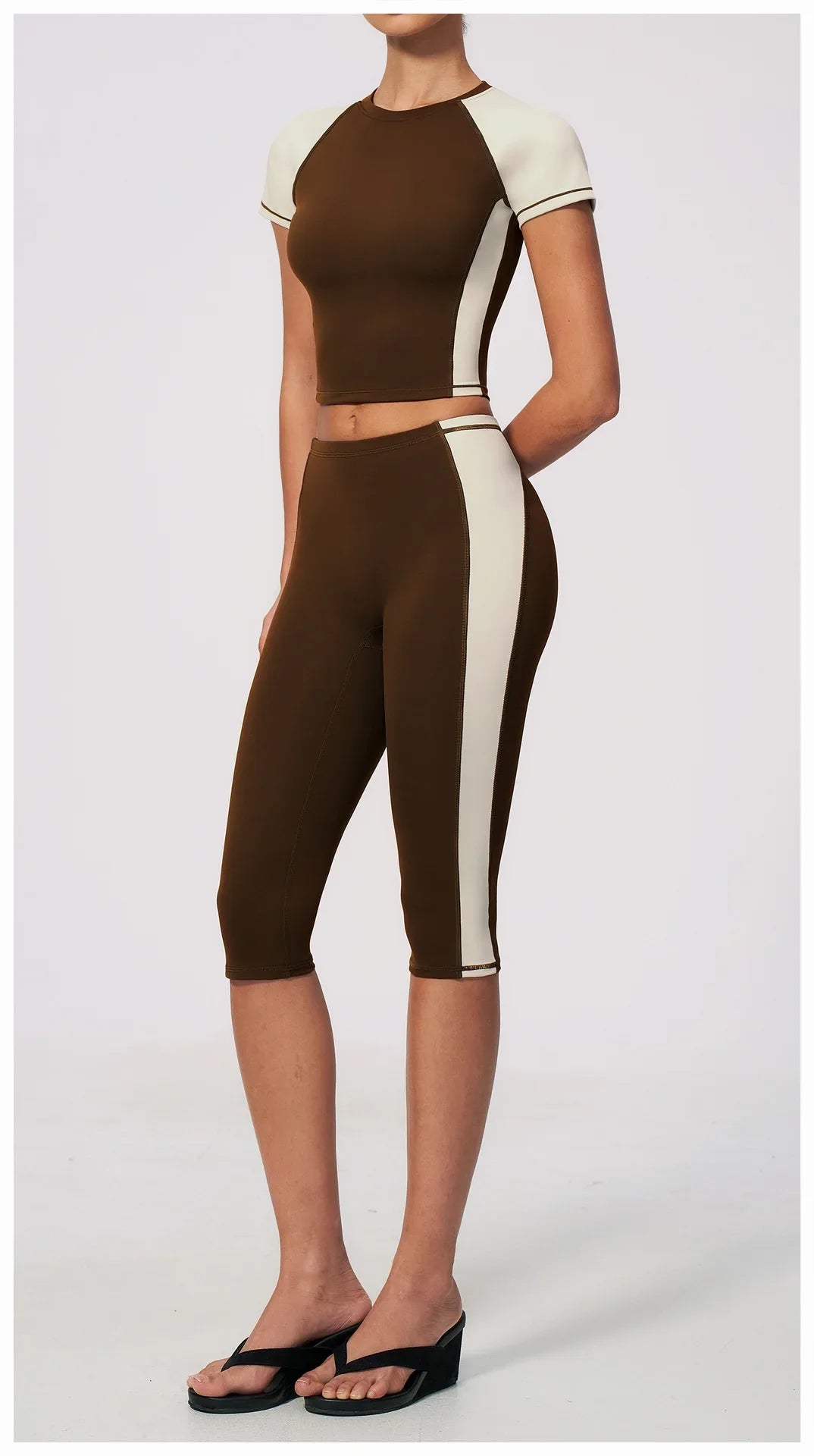Color-Block Tee &amp; Capri Workout Set