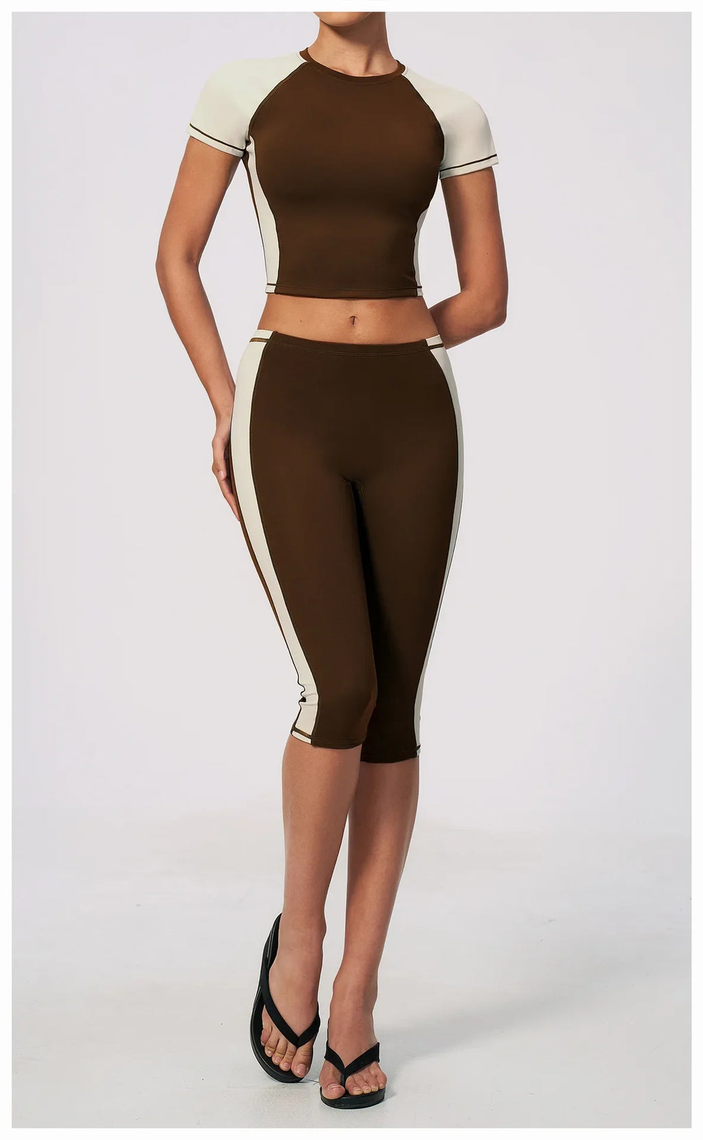 Color-Block Tee &amp; Capri Workout Set