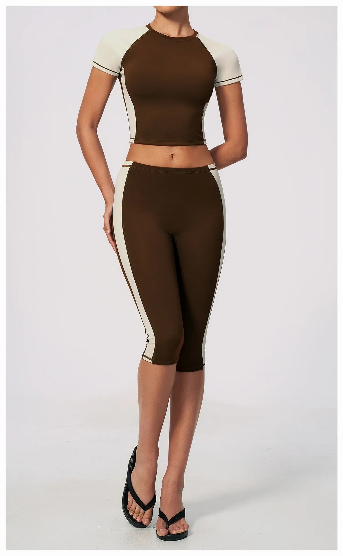 Color-Block Tee &amp; Capri Workout Set