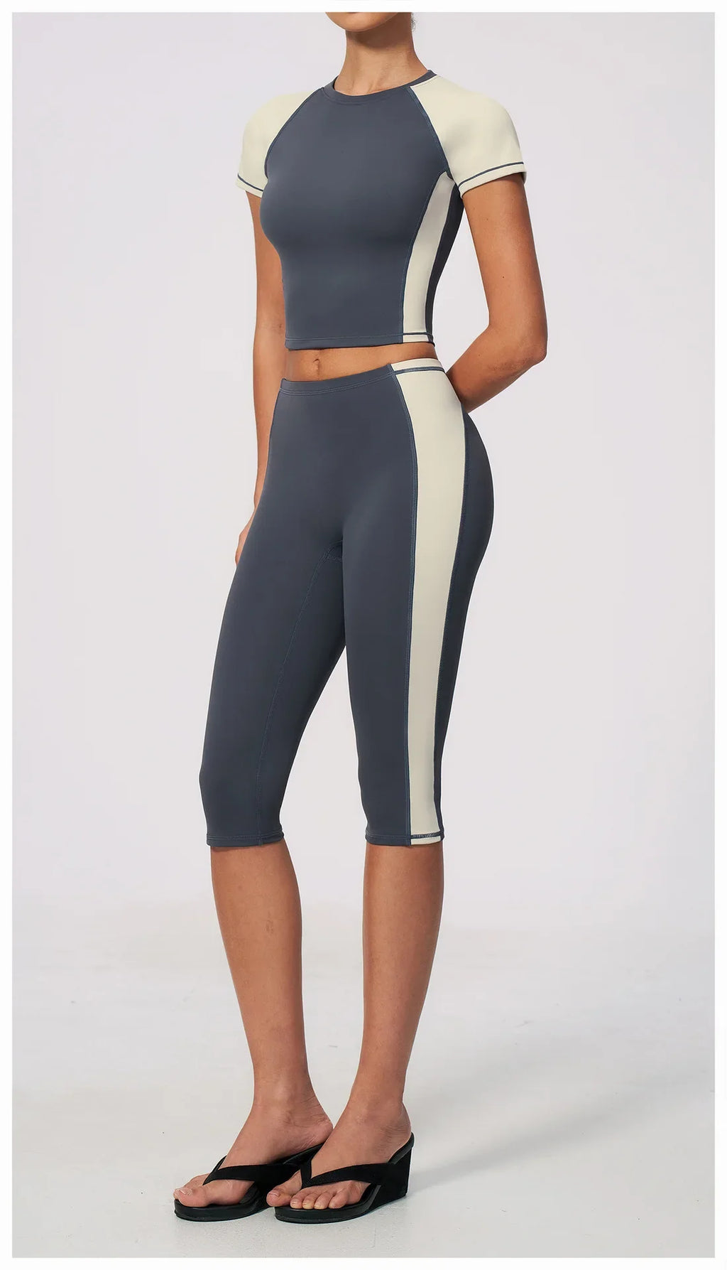 Color-Block Tee &amp; Capri Workout Set