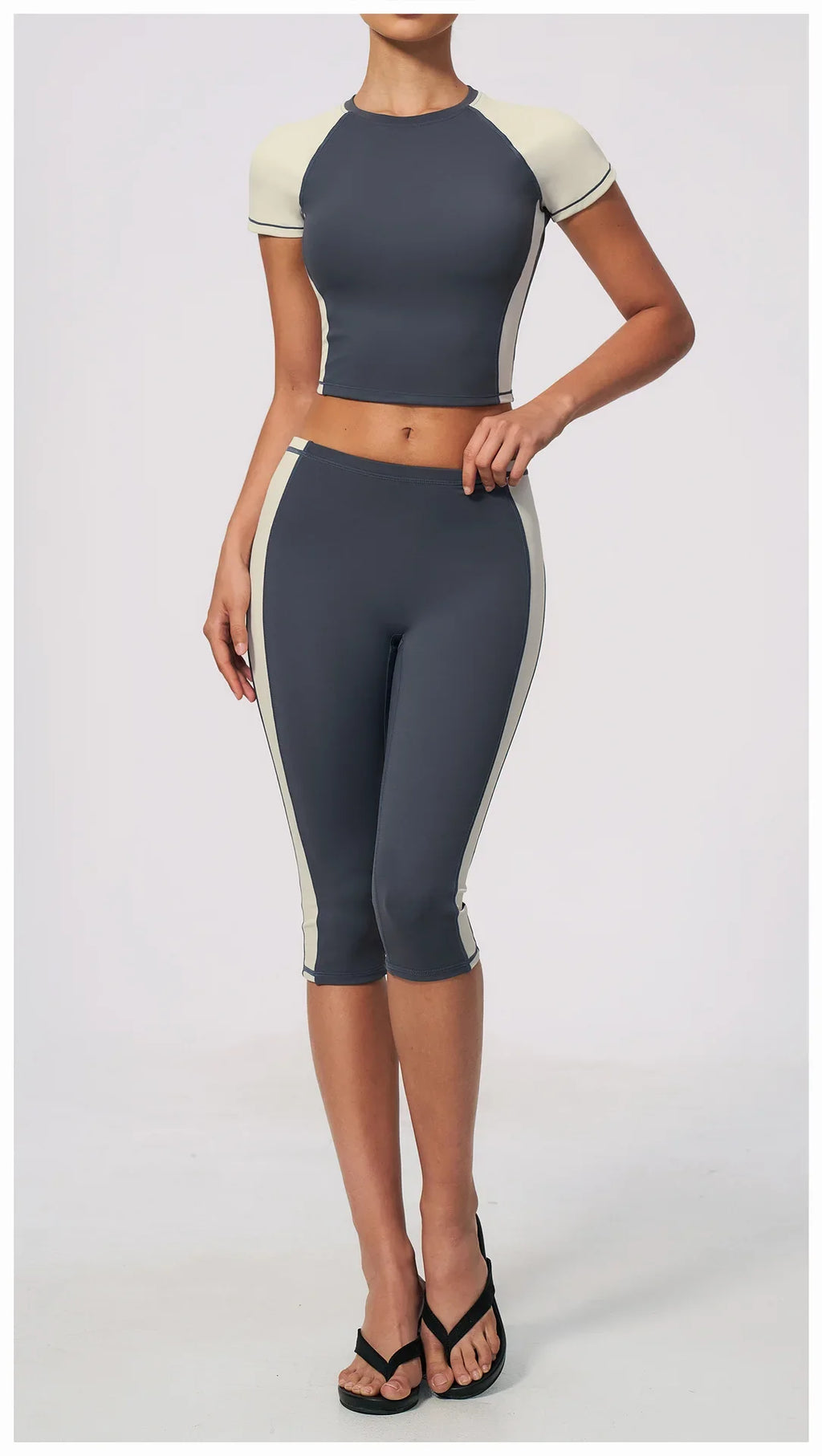 Color-Block Tee &amp; Capri Workout Set