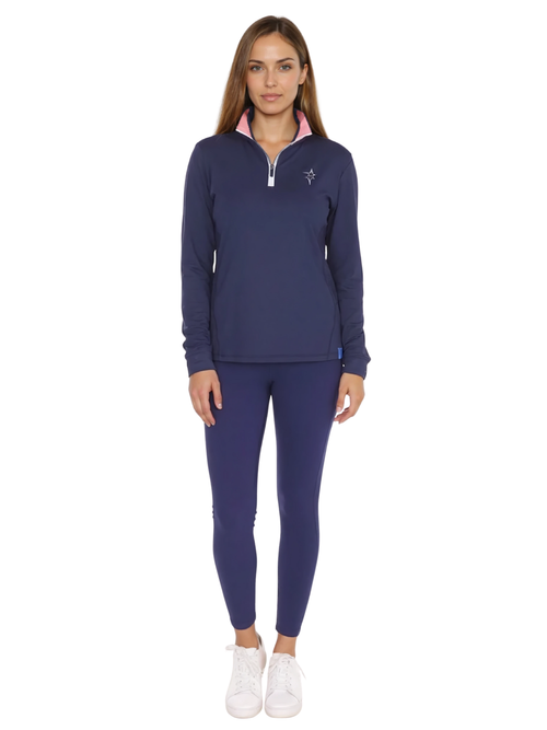 Camiseta deportiva Monterey con cierre 1/4 – Azul marino